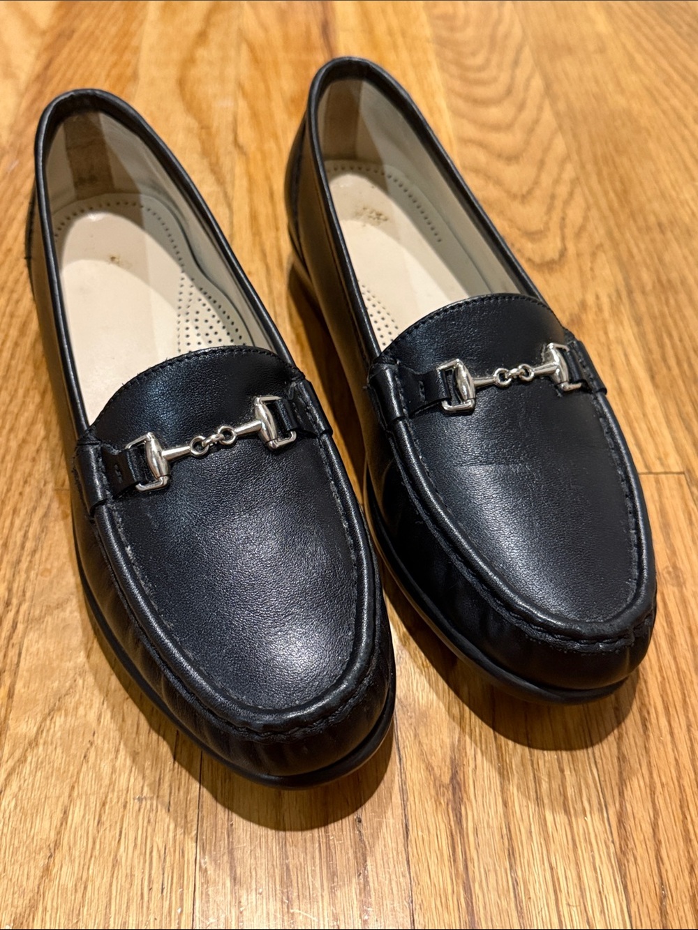 Black Leather Women's Bit Loafers - SAS Metro Horsebit Loafers Shoes